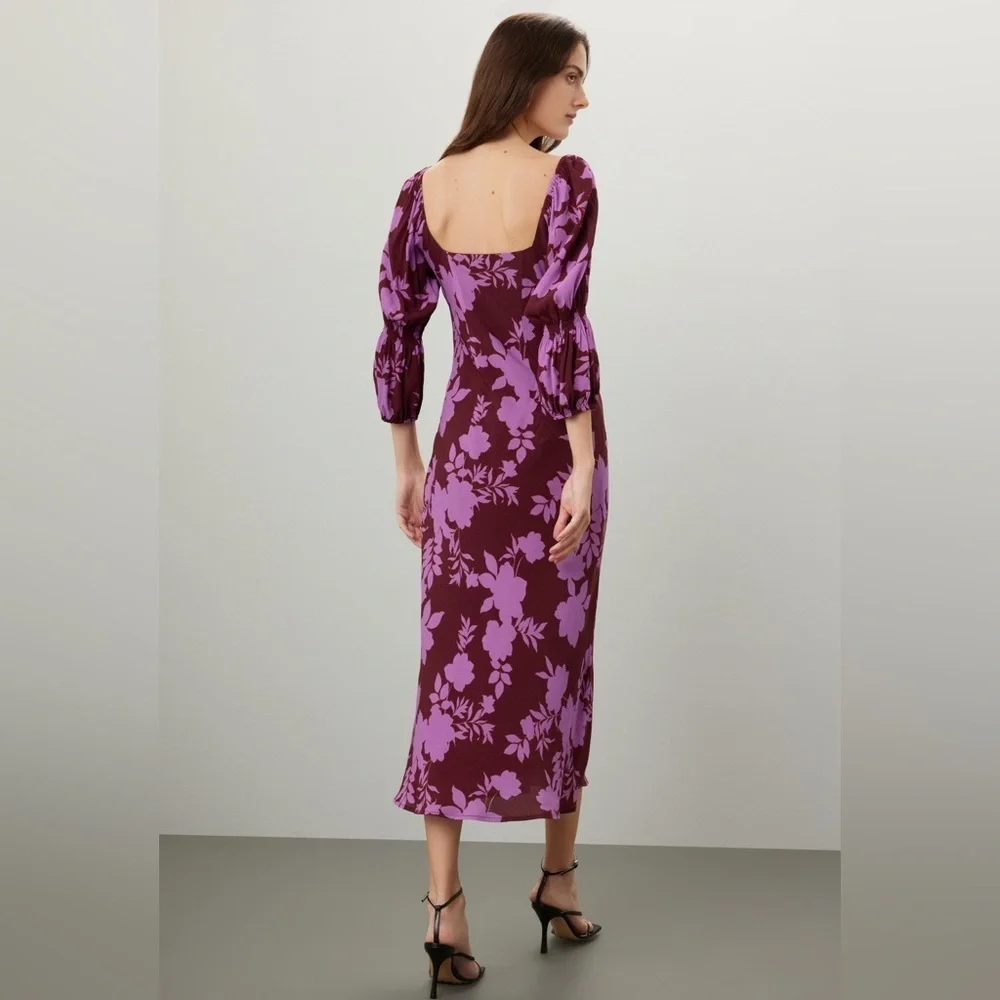 Peter Som Collective Floral Midi Square-neck Dress Womens size 8 maxi midi lined - Picture 2 of 10